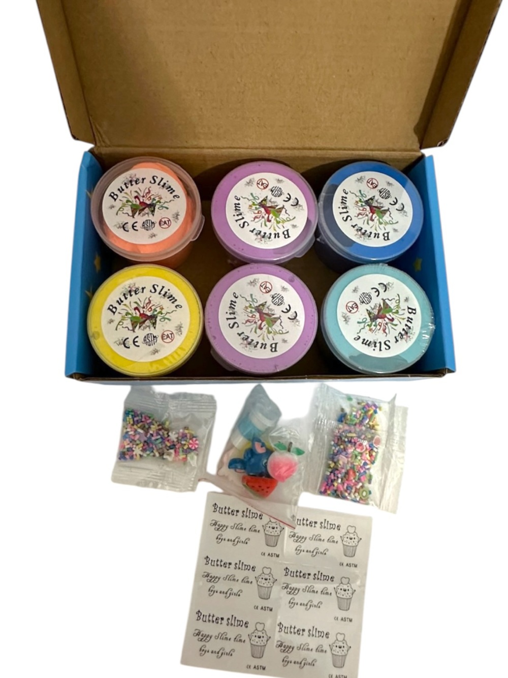 NIB Butter Slime DIY Unicorn Slime Kit 6 Pack With Charms & Sprinkles Great Gift